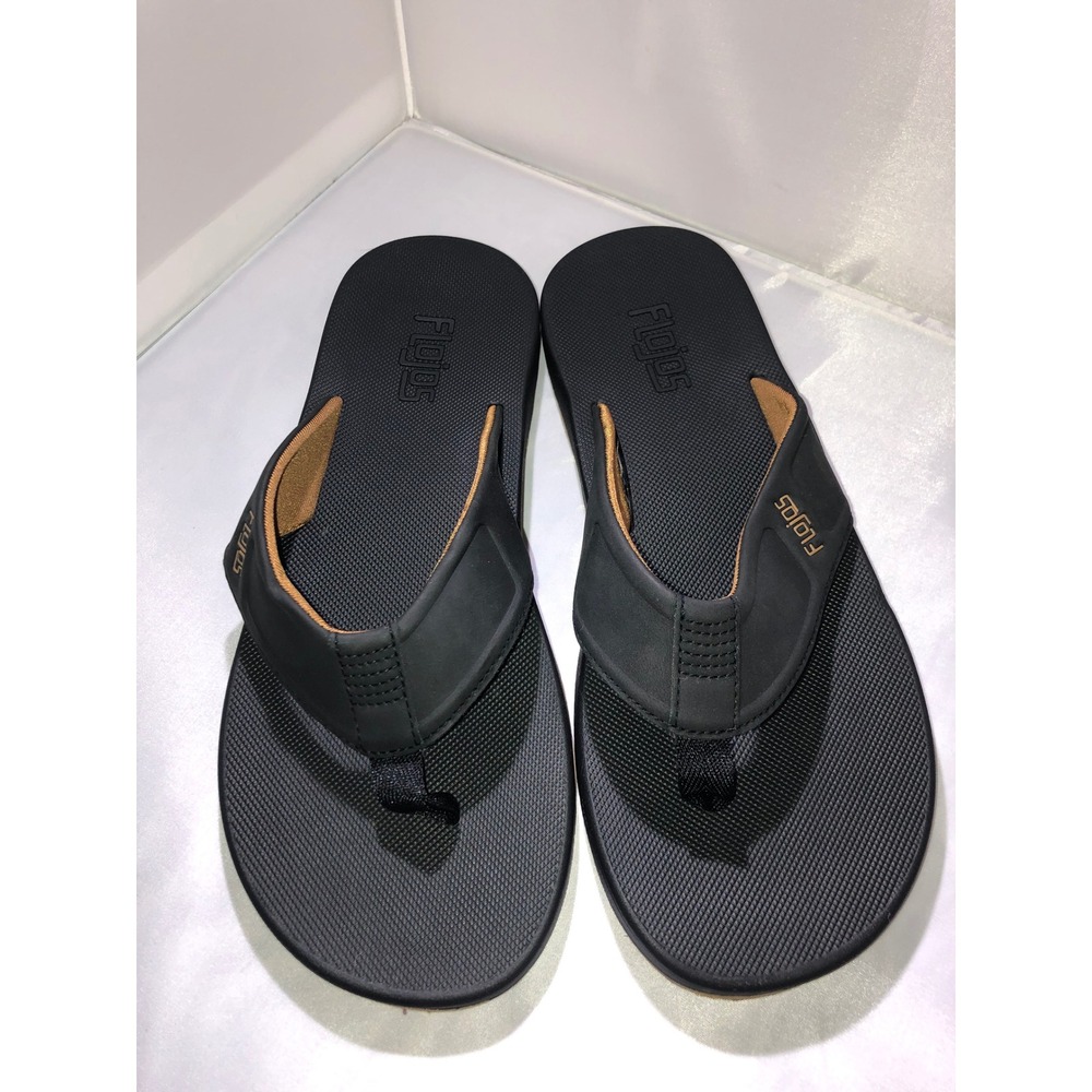 Flojos Mens Black Flip Flop Sandals Size 10 Thong Comfort Beach Shoes